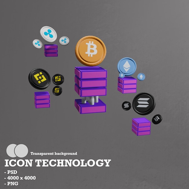 3d icon technology blockchain and artificial intelligence