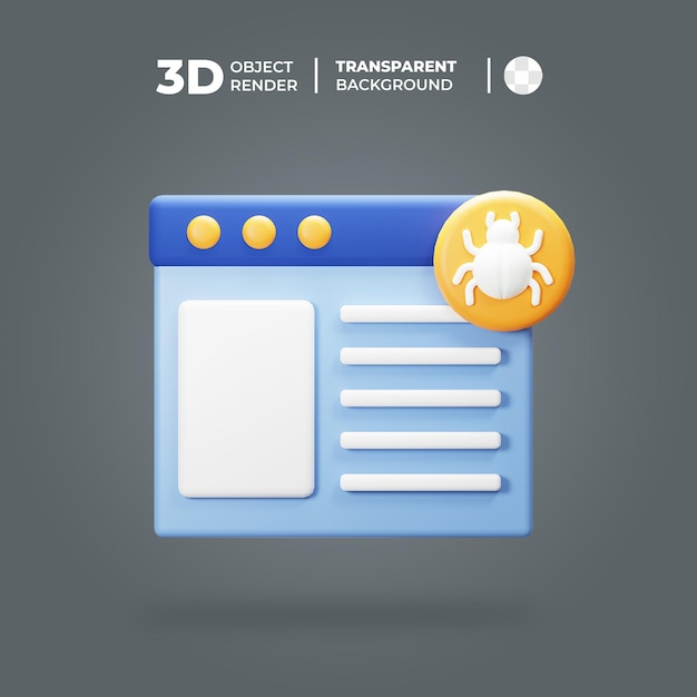 3D Icon Website Infected by Virus