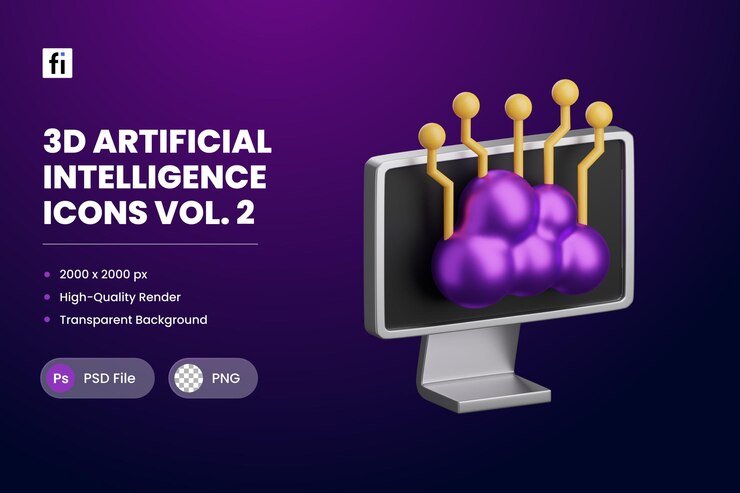 PSD 3d illustration artificial intelligence edege computing