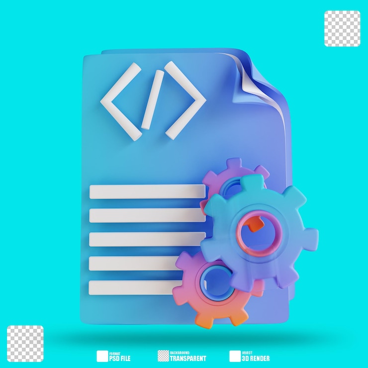PSD 3d illustration code notes setting