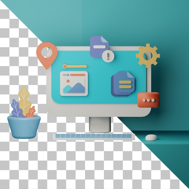 3d illustration data management software concept