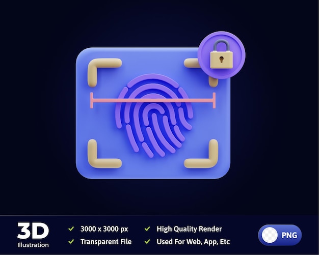 3d Illustration Internet Security fingerprint