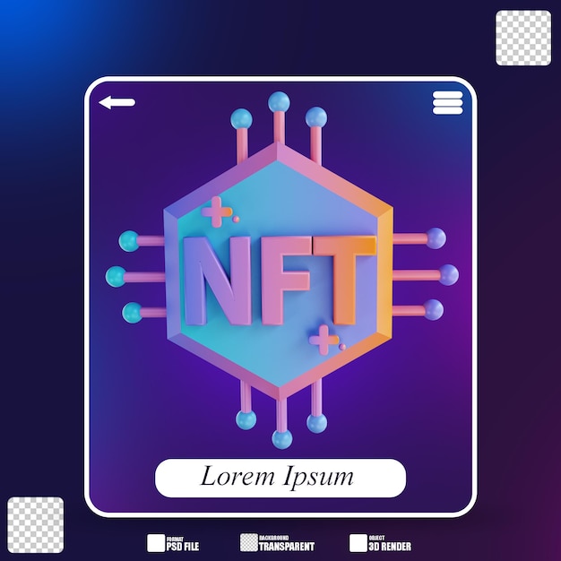 3D illustration NFT ethereum processor