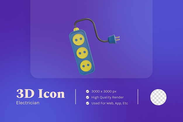 3D Illustration object icon power strip