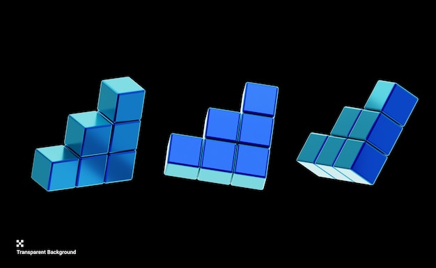 3d illustration of a y2k geometric shape with a cubes shape