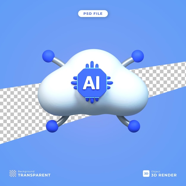 3d illustration of AI Cloud data connection