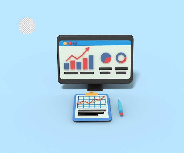 3d illustration of business growth statistics chart