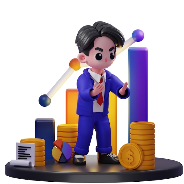 3d illustration of businessman angry financial advisor