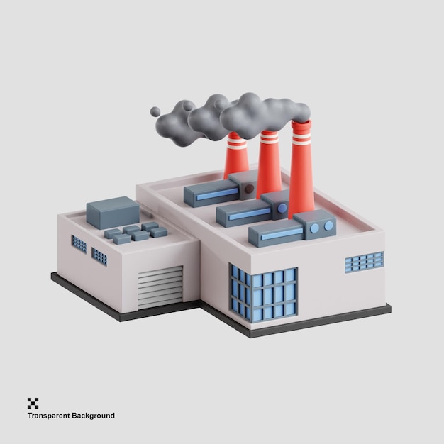 3D Illustration of Industrial Pollution