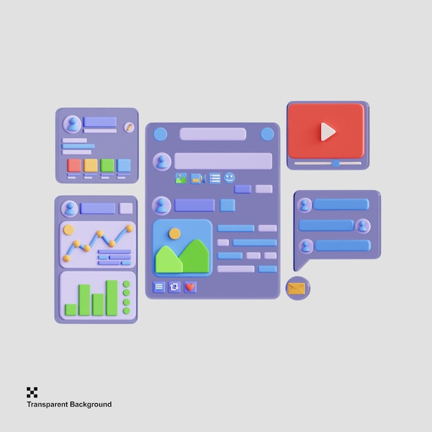 3d illustration of interactive digital dashboards in the metaverse