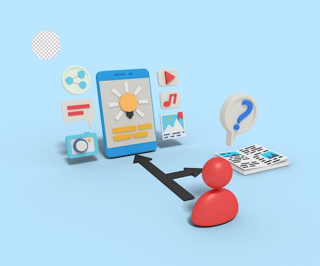 3d Illustration of Leaning Career Knowledge