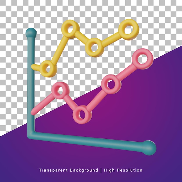 3d illustration of line chart growth