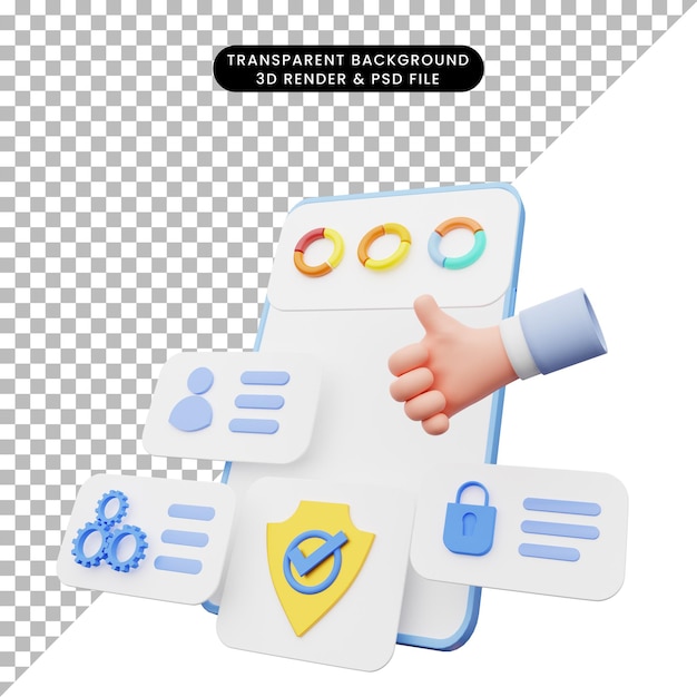 3d illustration of user interface on smartphone