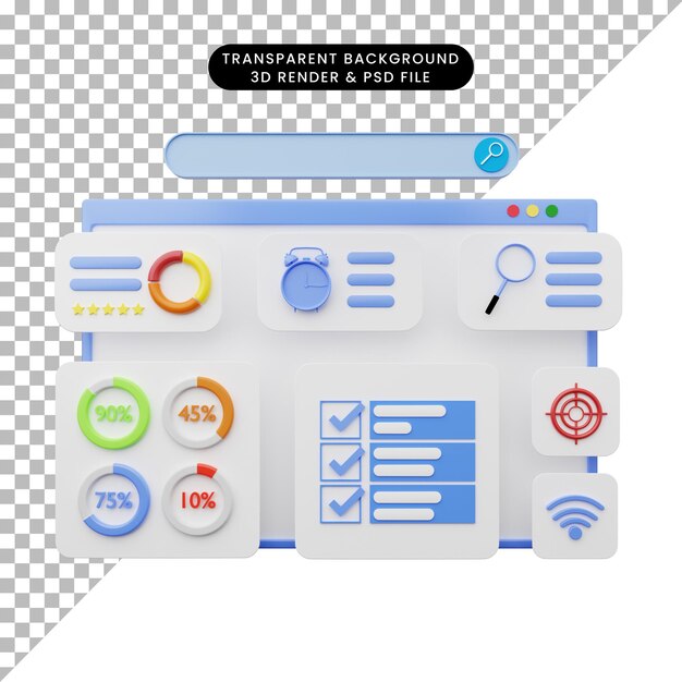 3d illustration of web user interface illustration