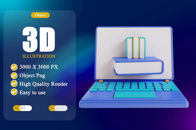 3D illustration online book library 3