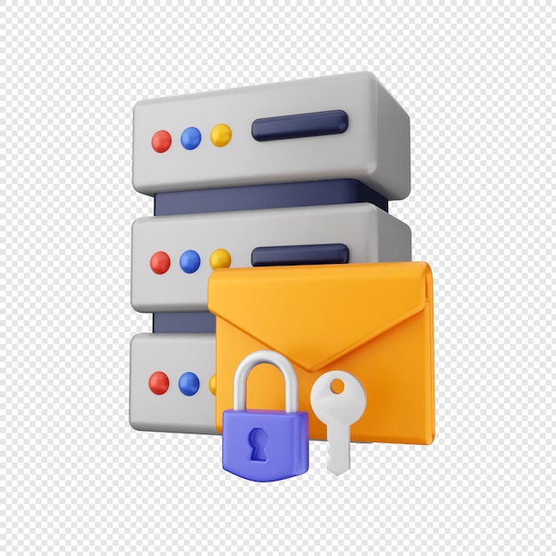 3d internet security protection server padlock mail