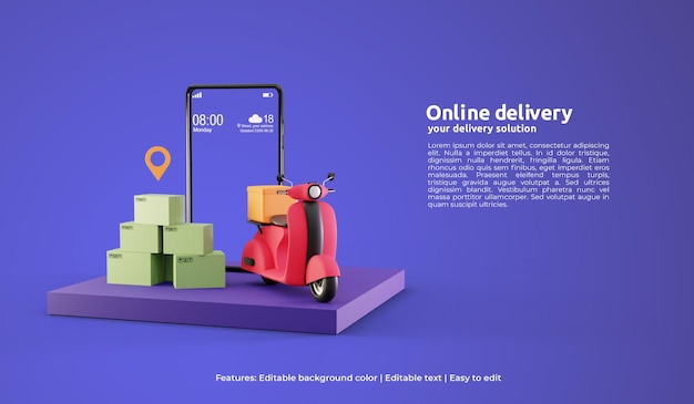 3d landing page template of online delivery
