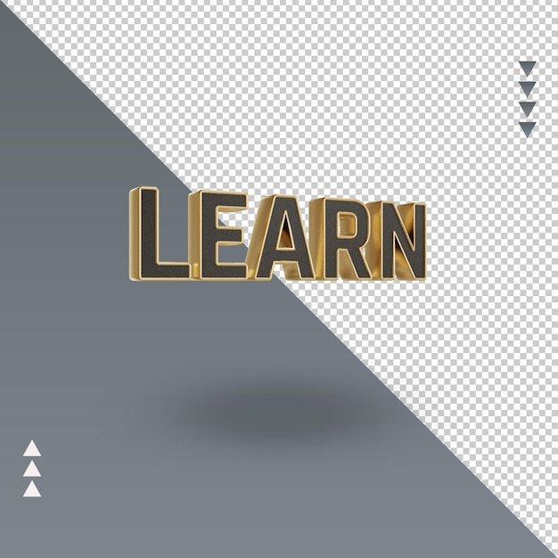 3d learn black gold icon rendering left view