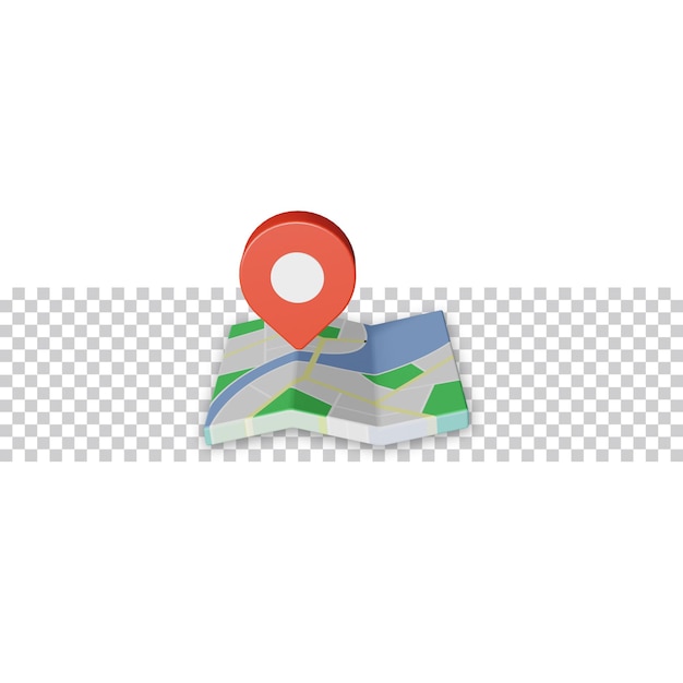 3d location icon with map