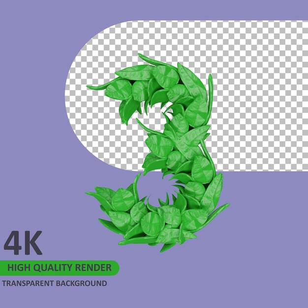 3d model rendering leaf shape number 3