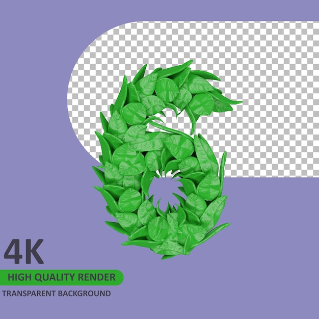 3d model rendering leaf shape number 6