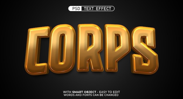 3d modern text corps editable font style