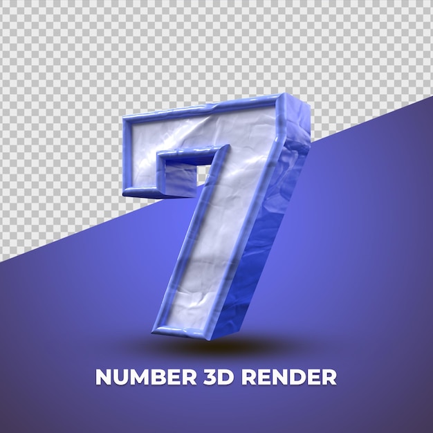 3d number 7 blue plastic
