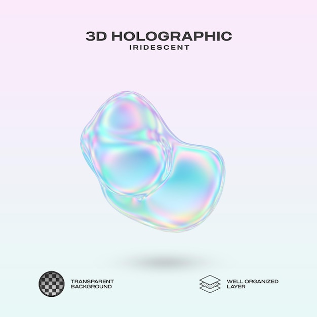 3D Object Iridescent trasparent isolated background PNG 10