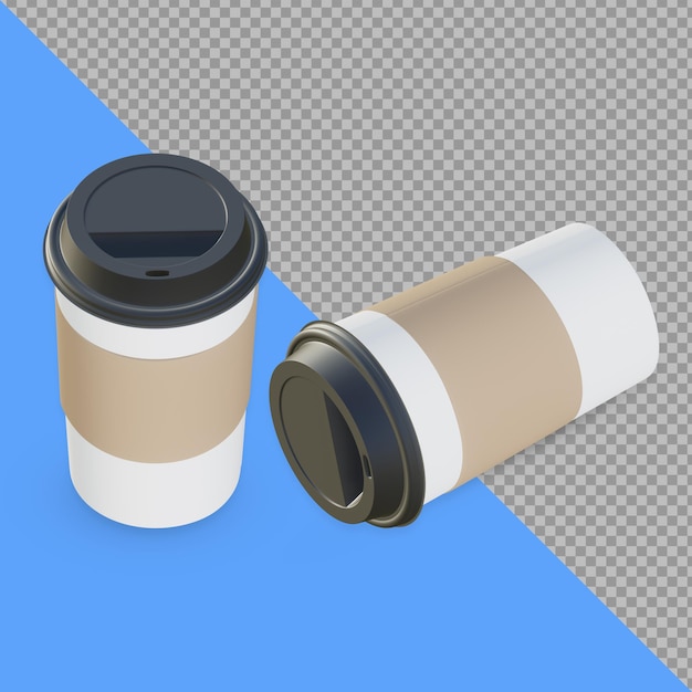 3d paper cup coffee rendering isolated
