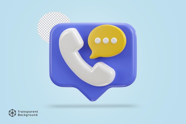 3d phone call and bubble talking with service support system icon
