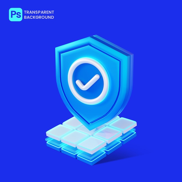 3d protection icon standing on information board