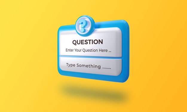 3d question box engagement interface mockup