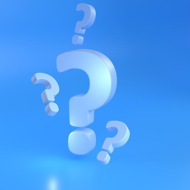 3d Realistic blue question marks on blue background luxury template decorative design