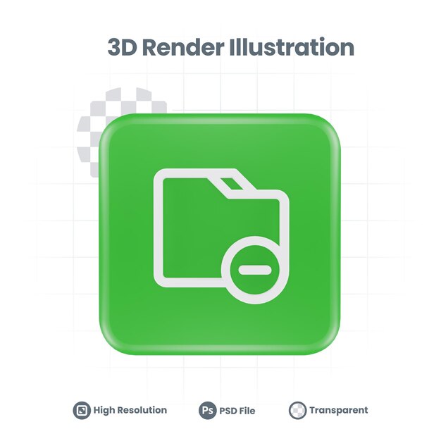3D Realistic folder minus Icon For Web Mobile App Social Media Promotion