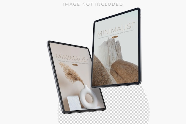 3D Realistic modern tablet digital device mockup front view with blank screen and shadow isolated on background Technology empty display template for ui ux app and website presentation