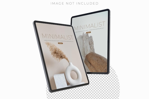 3D Realistic modern tablet digital device mockup front view with blank screen and shadow isolated on background Technology empty display template for ui ux app and website presentation