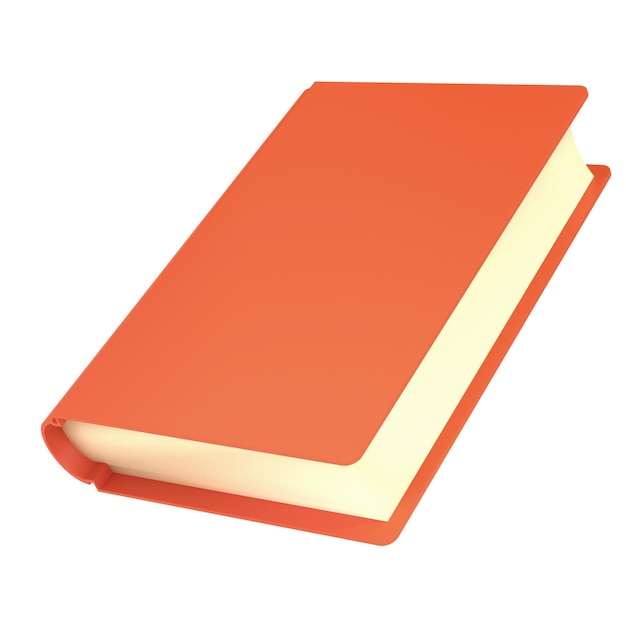 3d red cute empty notepad book stationery for school isolated transparent simple render illustration