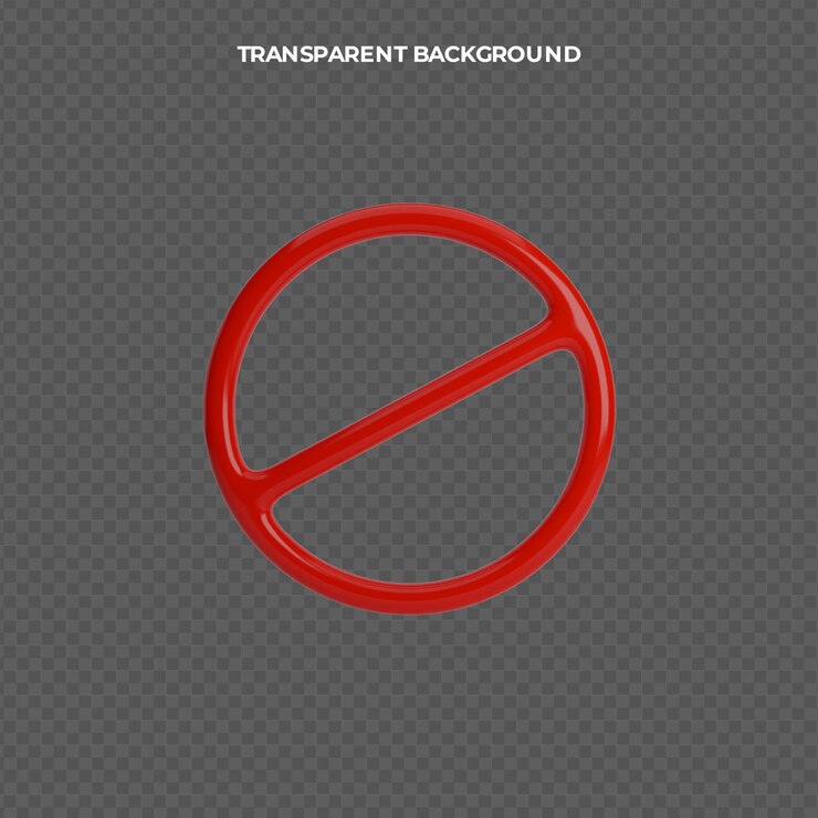 PSD 3d red prohibition symbol on a transparent background