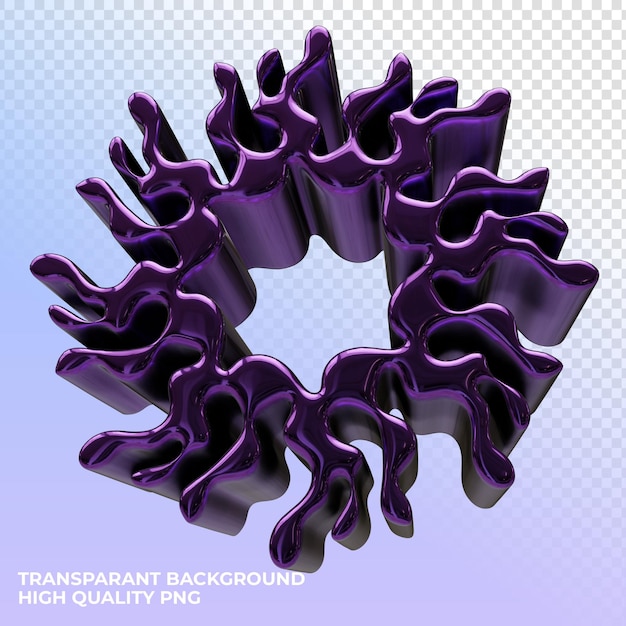 3d render abstract metallic shapes transparent background