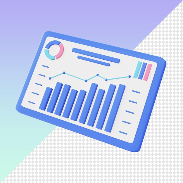 3d render bar chart statistics graph traffic pack template for ui ux web social media and designs