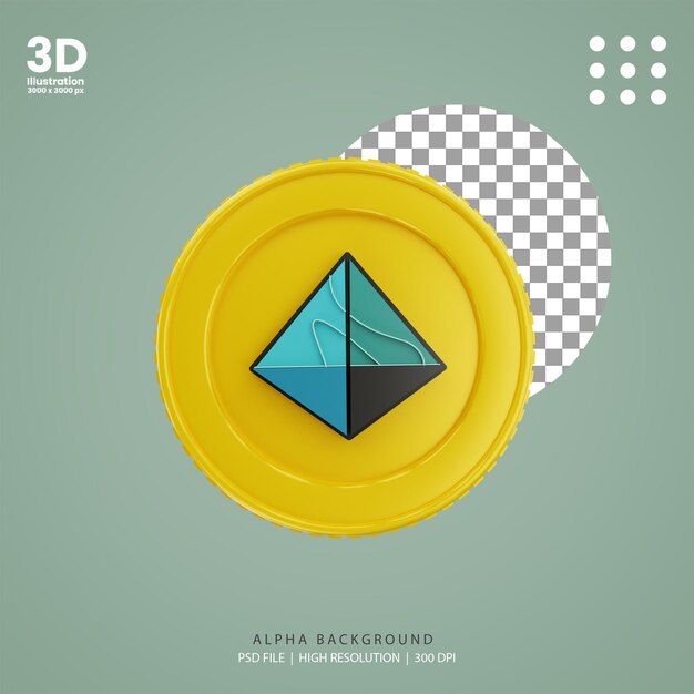 3d render crypto coin auora gold