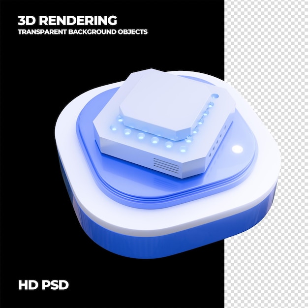 3d render cube tech transparent background element