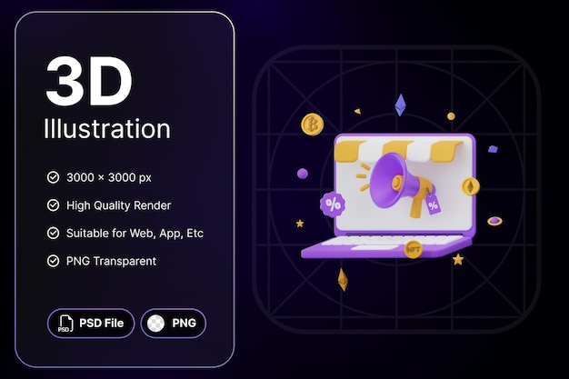 3D Render Discount Promotion Metaverse Shopping Concept Modern Icon Illustrations Design
