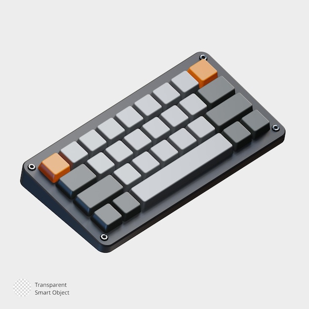 3d render icon illustration mechanical keyboard wireless bluetooth