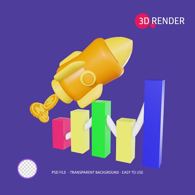 3d render icon NameCoin chart 3