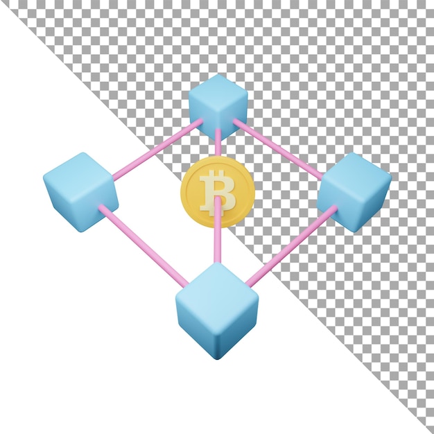 3d render illustration blockchain icon
