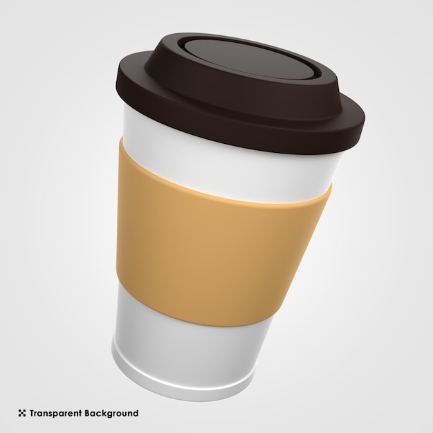 3d render illustration of coffee cup isolated on the tranasparent background