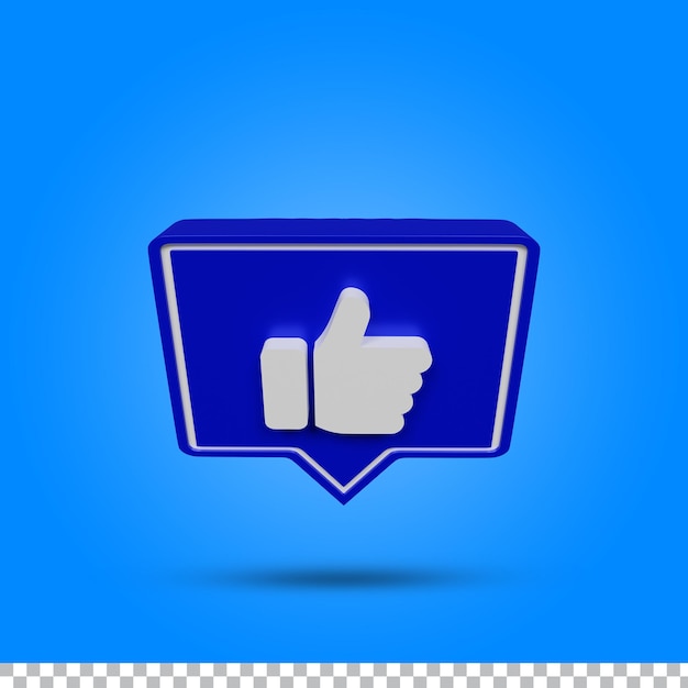 3d render illustration of like icon or like symbol social media on transparent background