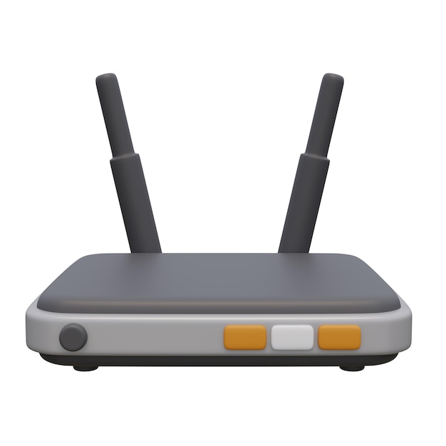 3d render illustration of wifi modem router with buttons and antenna Technology concept Illustrati