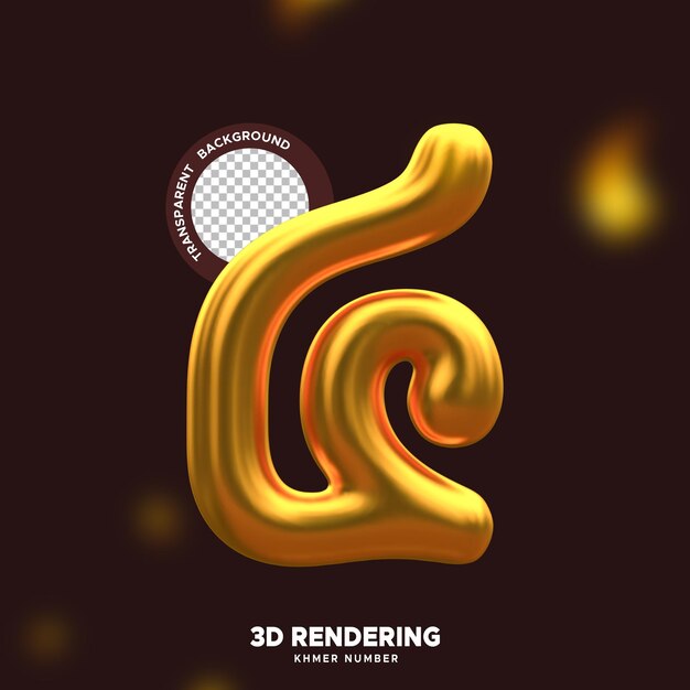 3d render Luxury golden Khmer number 4